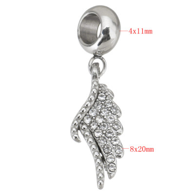 Angel wing pendant with surgical steel chatons