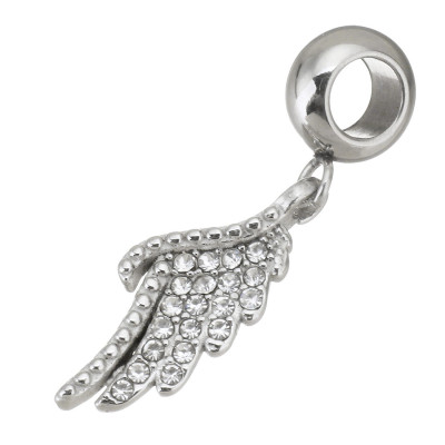 Angel wing pendant with surgical steel chatons
