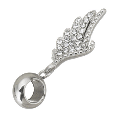 Angel wing pendant with surgical steel chatons