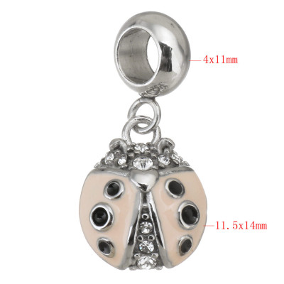 Eyelet pendant pink ladybug surgical steel