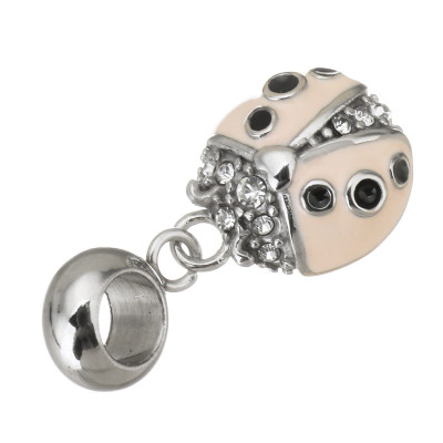 Eyelet pendant pink ladybug surgical steel