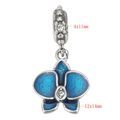 Surgical steel orchid flower eyelet pendant