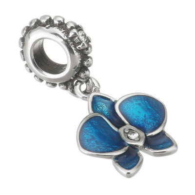 Surgical steel orchid flower eyelet pendant
