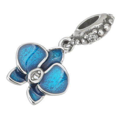 Surgical steel orchid flower eyelet pendant