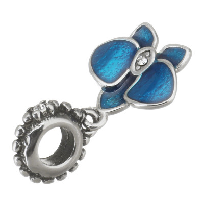 Surgical steel orchid flower eyelet pendant