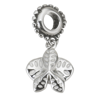 Surgical steel orchid flower eyelet pendant