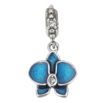 Surgical steel orchid flower eyelet pendant