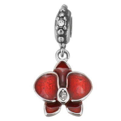 Surgical steel orchid flower eyelet pendant