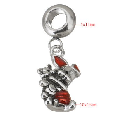 Eye with a piggy pendant with a surgical steel teddy bear