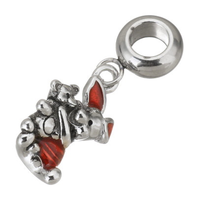 Eye with a piggy pendant with a surgical steel teddy bear