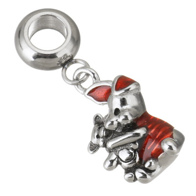 Eye with a piggy pendant with a surgical steel teddy bear