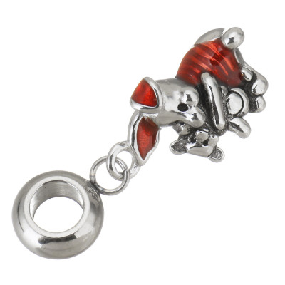 Eye with a piggy pendant with a surgical steel teddy bear