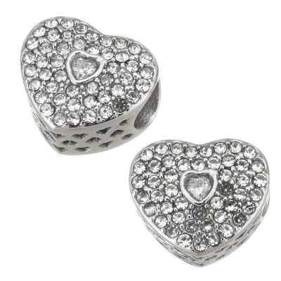 Heart bead with surgical steel chatons