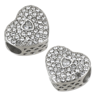 Heart bead with surgical steel chatons