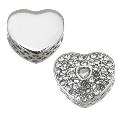 Heart bead with surgical steel chatons