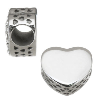 Heart bead with surgical steel chatons