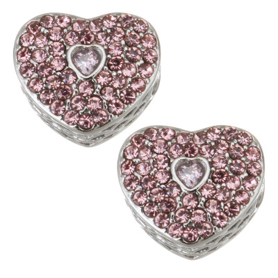 Heart bead with surgical steel chatons