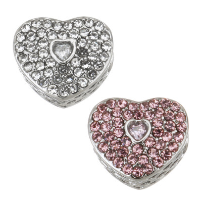 Heart bead with surgical steel chatons