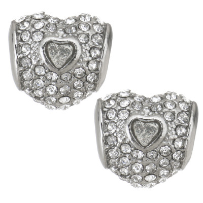 Bead with chatons and colored enamel made of surgical steel