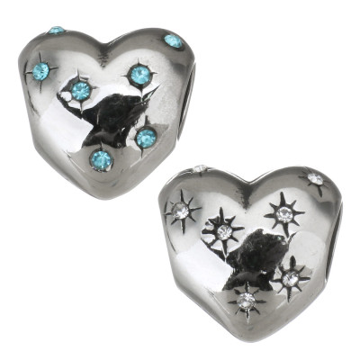 Heart bead with surgical steel chatons