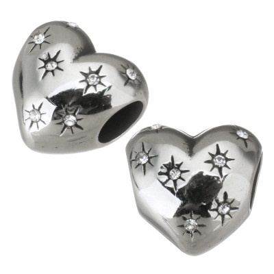Heart bead with surgical steel chatons