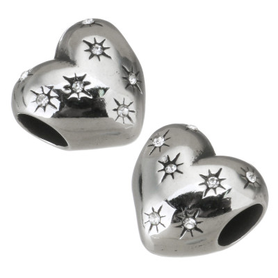 Heart bead with surgical steel chatons
