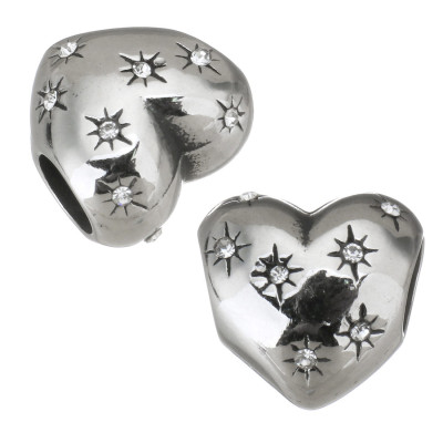 Heart bead with surgical steel chatons