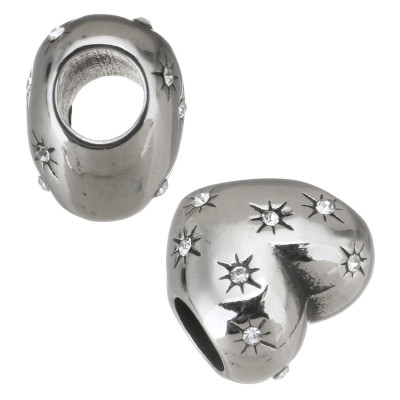 Heart bead with surgical steel chatons