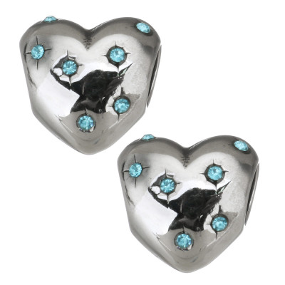 Heart bead with surgical steel chatons