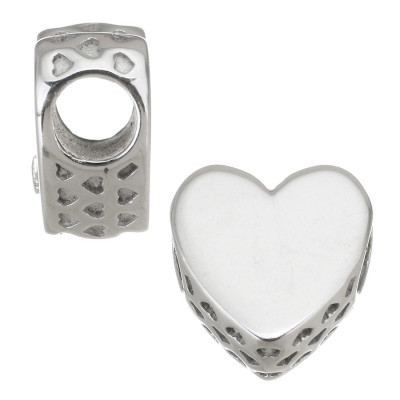 Heart bead with inscription Family of surgical steel