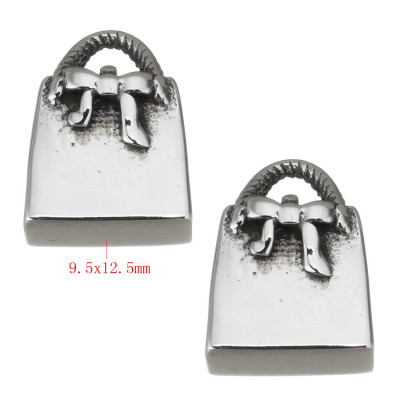 Korálek s velkým průvlekem kabelka s mašličkou chirurgická ocel