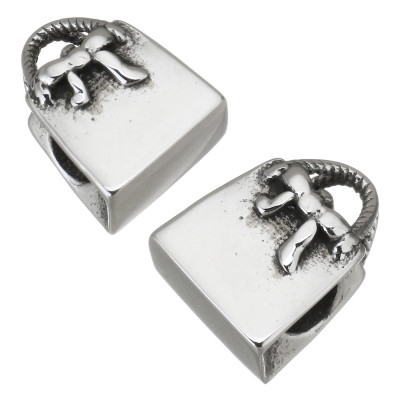 Korálek s velkým průvlekem kabelka s mašličkou chirurgická ocel