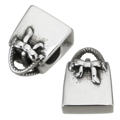 Bead with large drawstring handbag with surgical steel bow