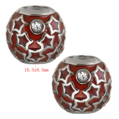 Bead with asterisks red or blue enamel surgical steel