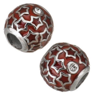 Bead with asterisks red or blue enamel surgical steel