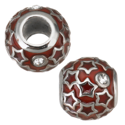 Bead with asterisks red or blue enamel surgical steel