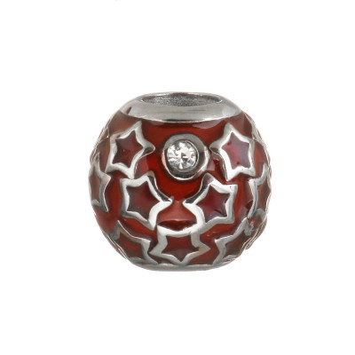 Bead with asterisks red or blue enamel surgical steel