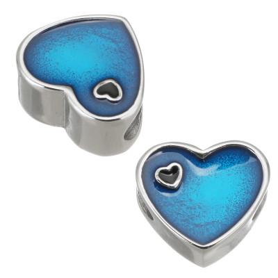 Heart with pink enamel and black enamel heart made of surgical steel