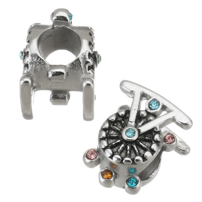 Bead with a large thread round lucky surgical steel