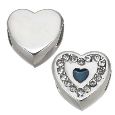 Bead with chatons and colored enamel surgical steel