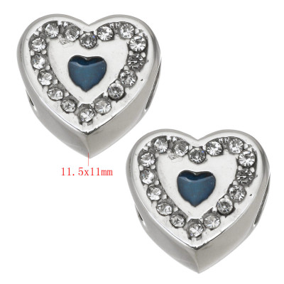 Bead with chatons and colored enamel surgical steel