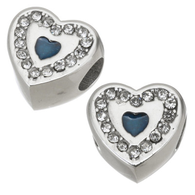 Bead with chatons and colored enamel surgical steel