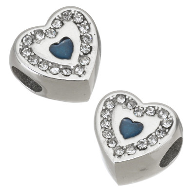 Bead with chatons and colored enamel surgical steel