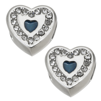 Bead with chatons and colored enamel surgical steel