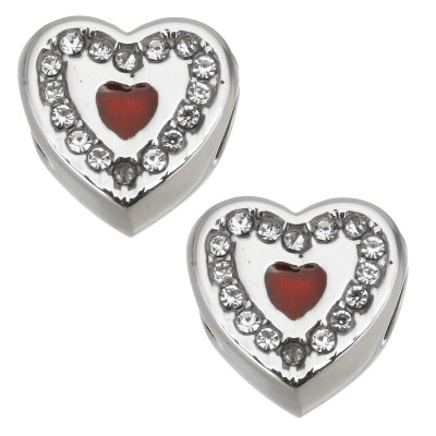 Bead with chatons and colored enamel surgical steel