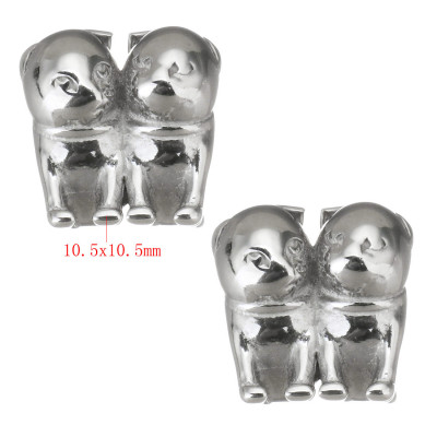 Bead two puppies surgical steel