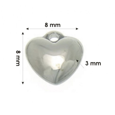 Heart pendant 8 x 8mm in surgical steel