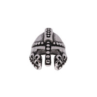 Bead knight's helmet decorated with surgical steel ornament
