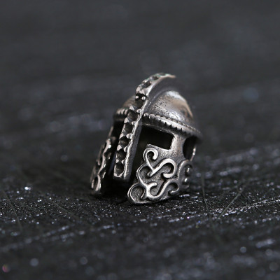 Bead knight's helmet decorated with surgical steel ornament