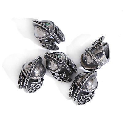 Bead knight's helmet decorated with surgical steel ornament